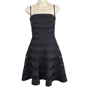 White House Black Market 50s Style Tube Black Floral Lace Mini Dress 00